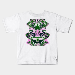 omega totem in mecha sentinel disguise ecopop tribal olmec pink mask Kids T-Shirt